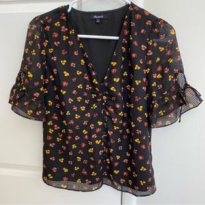 Madewell silk fall animal print top